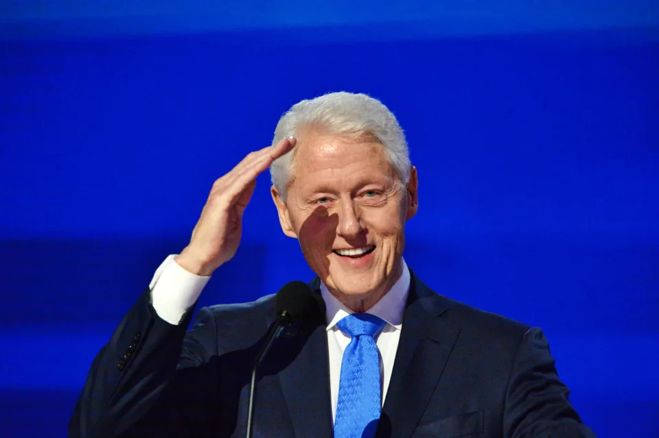 CHICAGO, ILLINOIS, UNITED STATES - AUGUST 21: Former US President Bill Clinton makes a speech during the Democratic National Convention (DNC) at the United Center in Chicago, Illinois, United States, on August 21, 2024. (Photo by Jacek Boczarski/Anadolu via Getty Images)