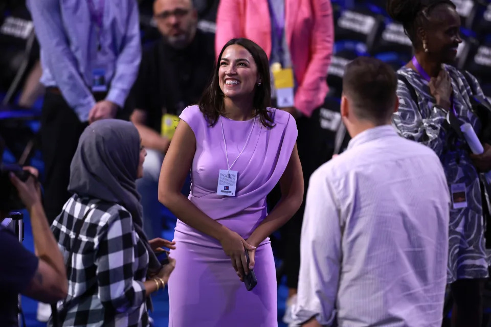 Rep. Alexandria Ocasio-Cortez at the United Center ahead of the Democratic National Convention on Aug. 18.